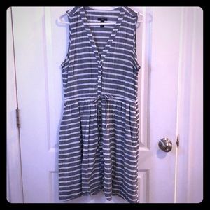 Gray and white striped casual dress